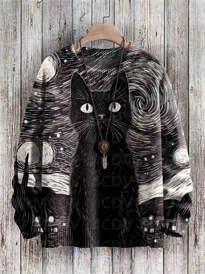 Mochi | Cute Cat Art Knit Pullover