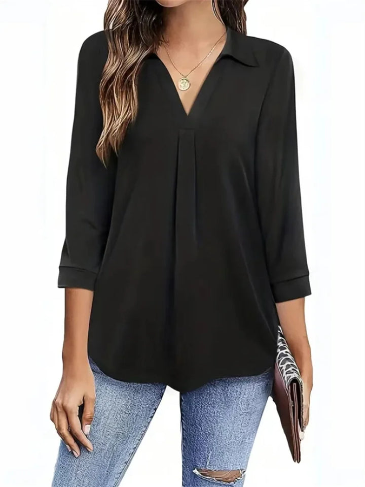 Isolde™ | V-Neck Three-Quarter Sleeve Blouse