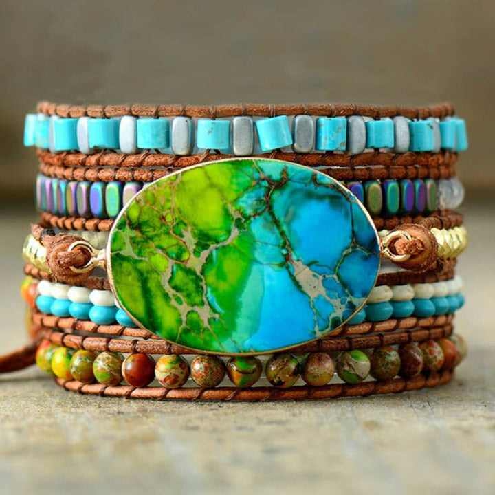 Gina | Blue & Green Jasper Rainbow