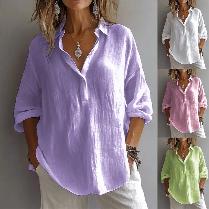 Lila™ | Lace-Up Collar Loose Blouse