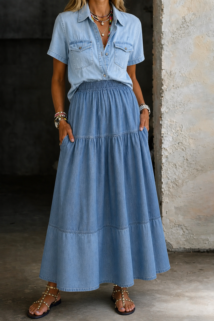 Sarela | Denim Skirt with Elastic Waist