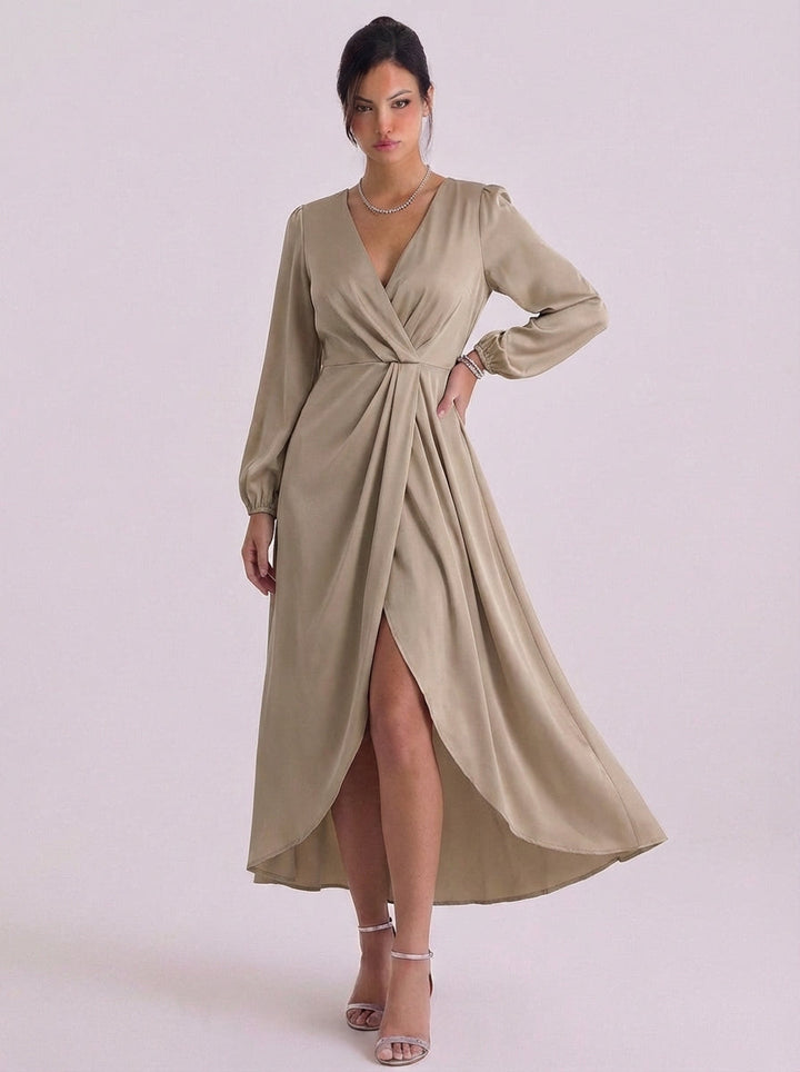 Lily | Chiffon Tropical Print Wrap Midi Dress