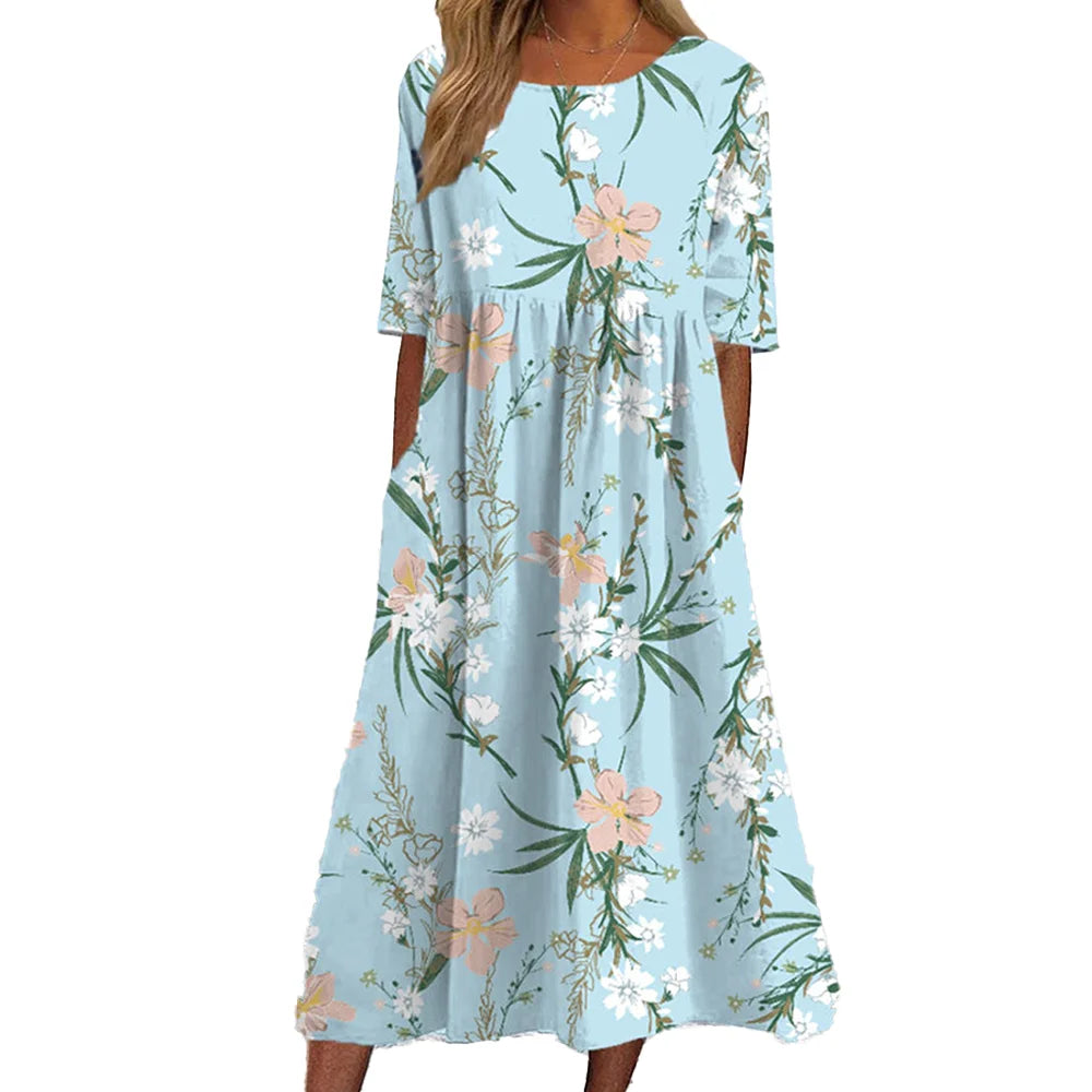 Rosalie | Women's Crew Neck Print Mini Dress