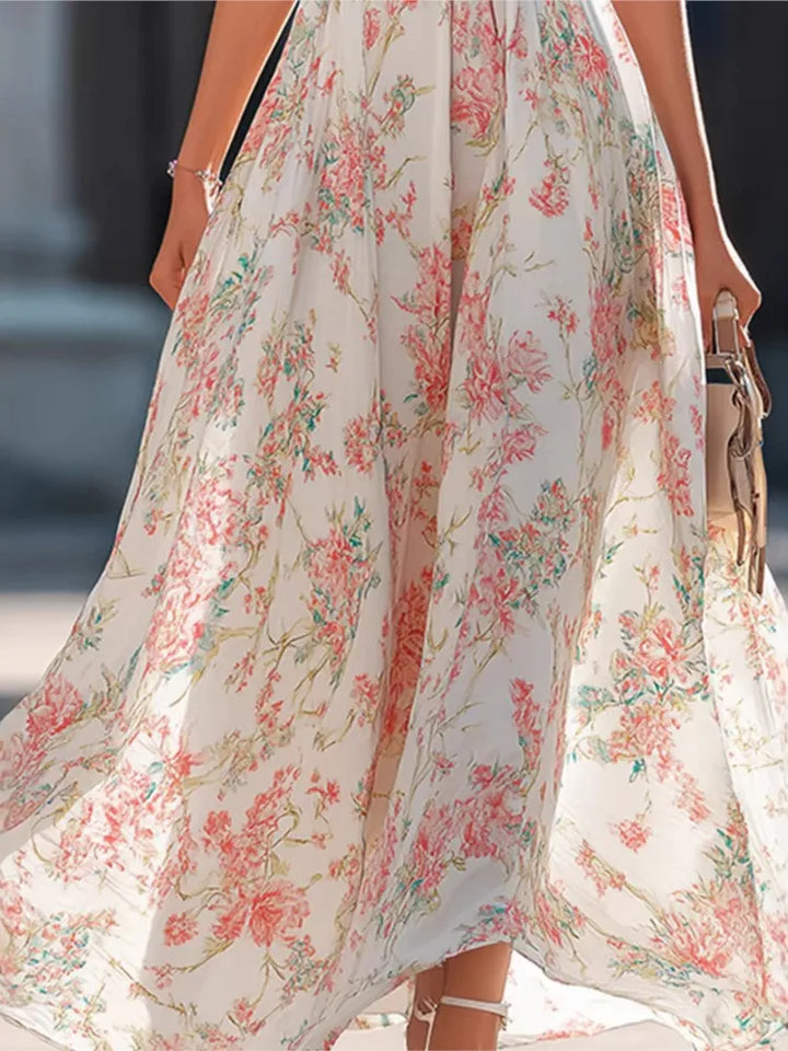 Fleur | Floral Chiffon Halter Maxi Dress