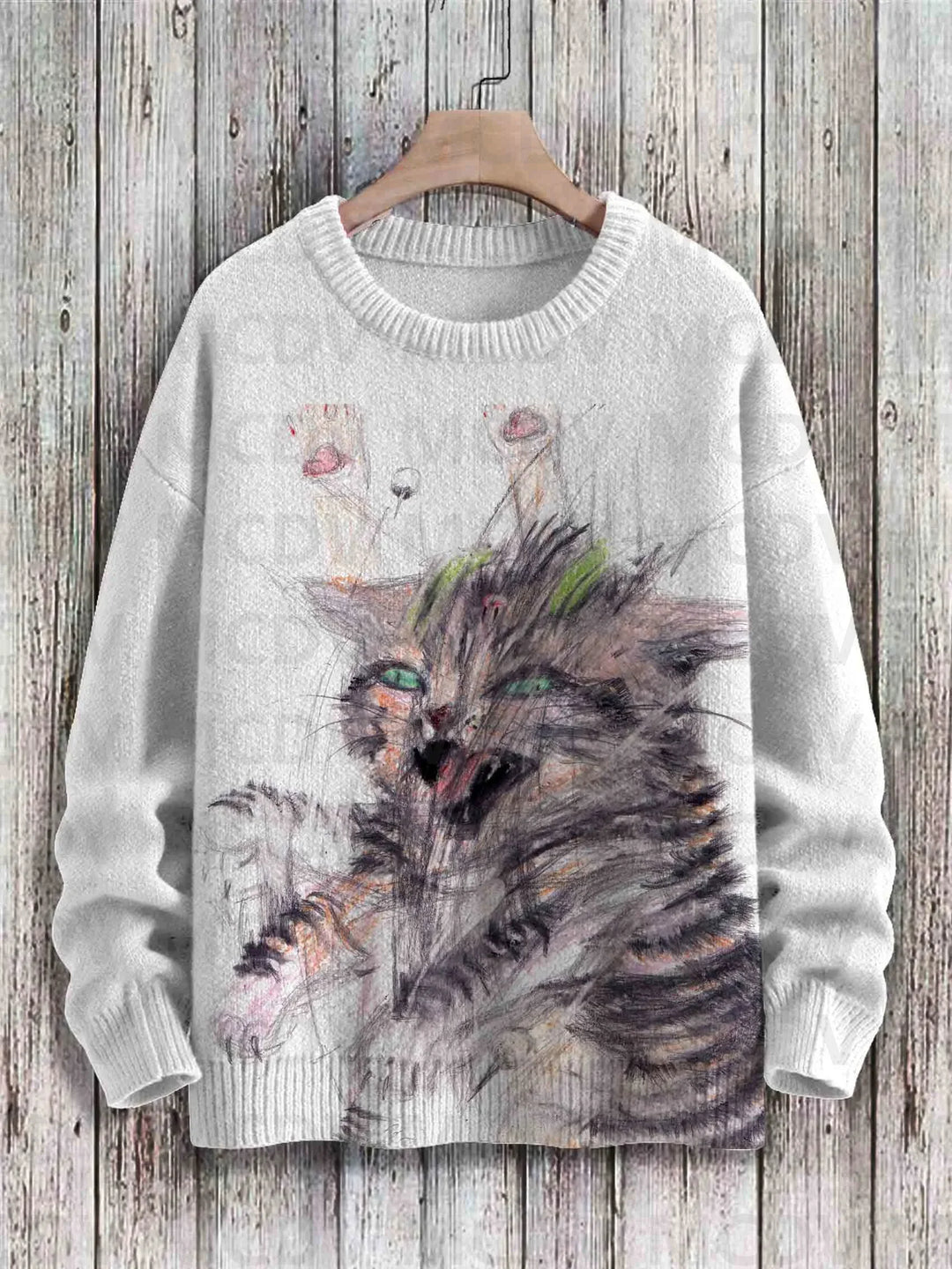 Mochi | Cute Cat Art Knit Pullover