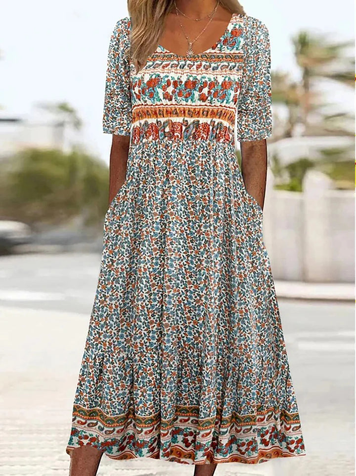 Inès | Women's Bohemian Print Maxi Dress