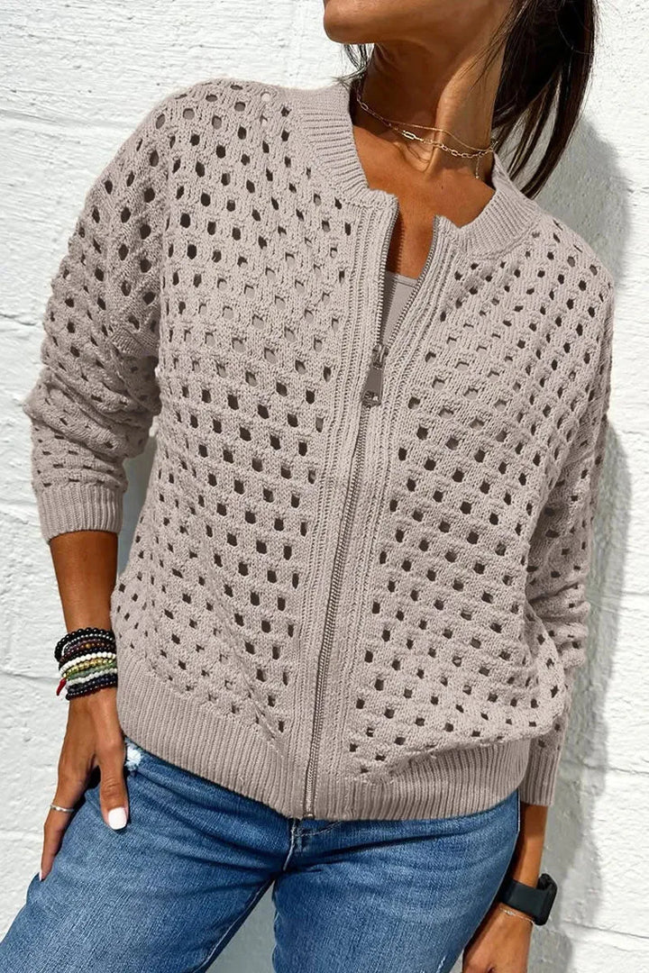 Marisette | Zip Front Knitted Cardigan