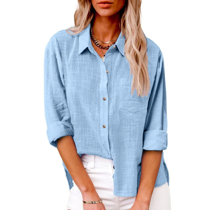 Eloise™ | Cotton-Linen Button-Down Blouse