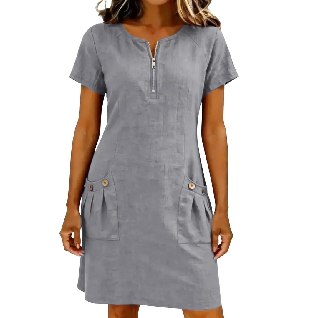 Grisandra | Zip Front Linen Dress