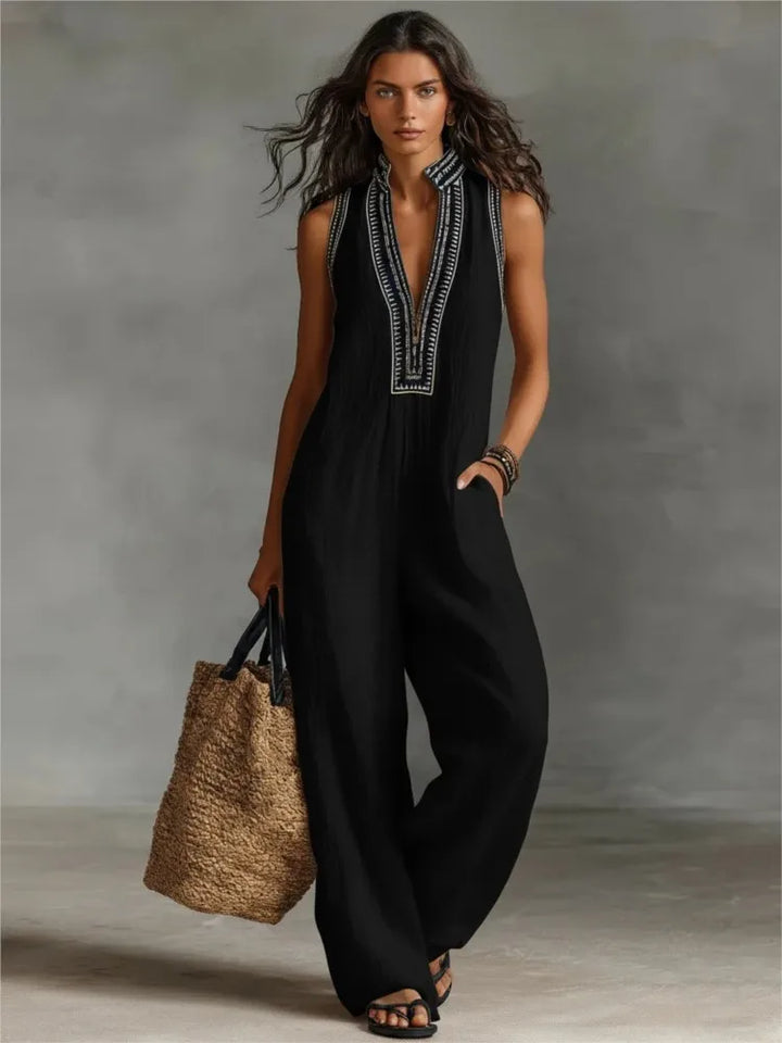Vivienne™ | Elegant Wide-Leg Linen Jumpsuit