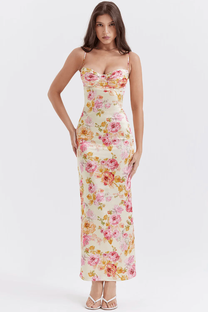 Katherine™ | Women's Wedding Guest Floral Spaghetti Strap Dress