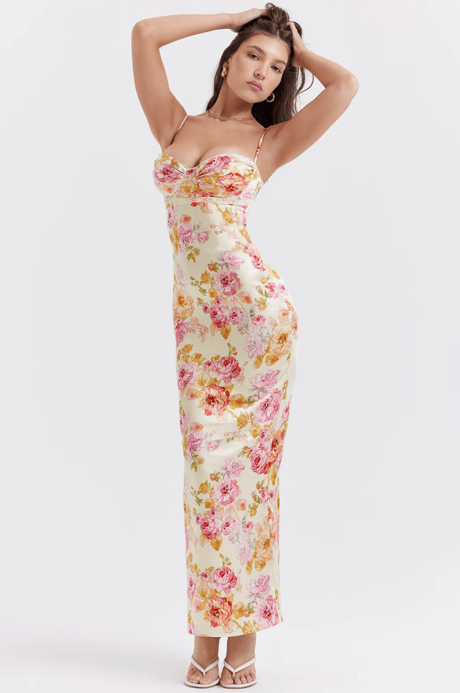 Katherine™ | Women's Wedding Guest Floral Spaghetti Strap Dress