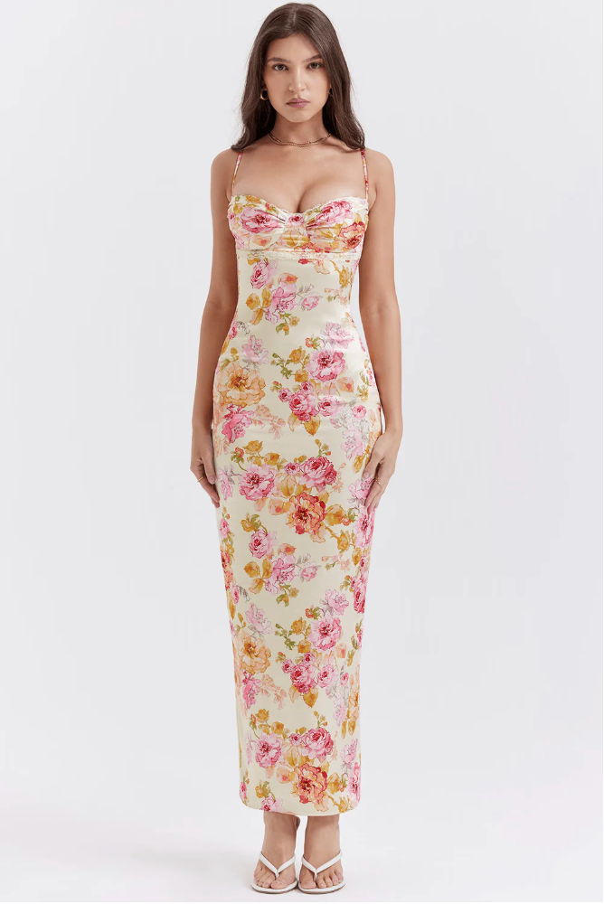 Katherine™ | Women's Wedding Guest Floral Spaghetti Strap Dress