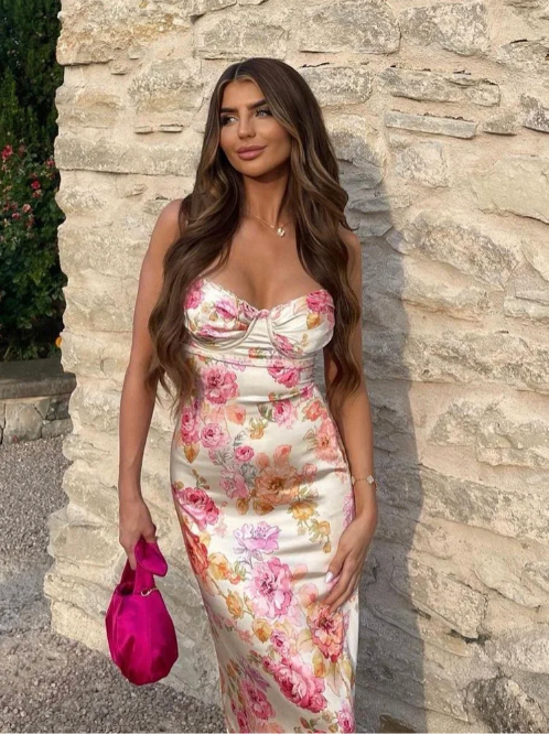 Katherine™ | Women's Wedding Guest Floral Spaghetti Strap Dress