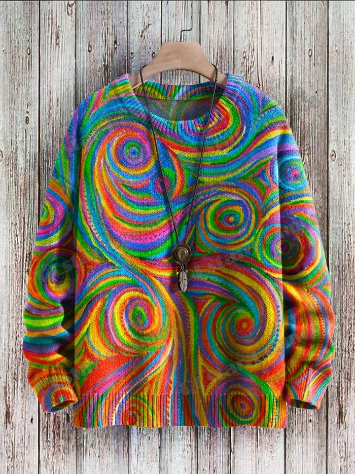 Nebula | Rainbow Swirl Art Knit Pullover