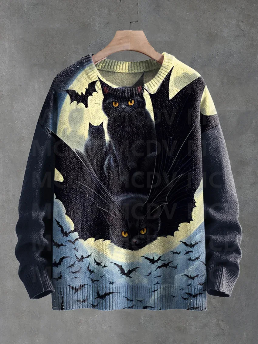 Blossom | Black Cat Flower Birds Pullover