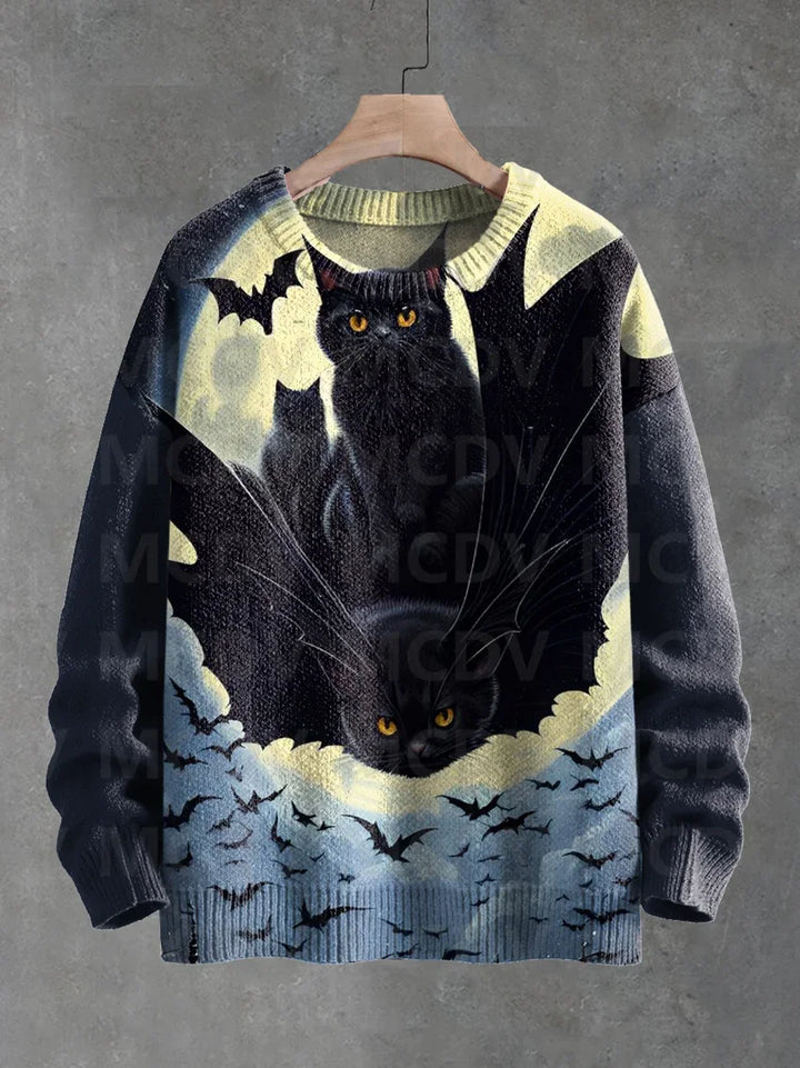 Blossom | Black Cat Flower Birds Pullover