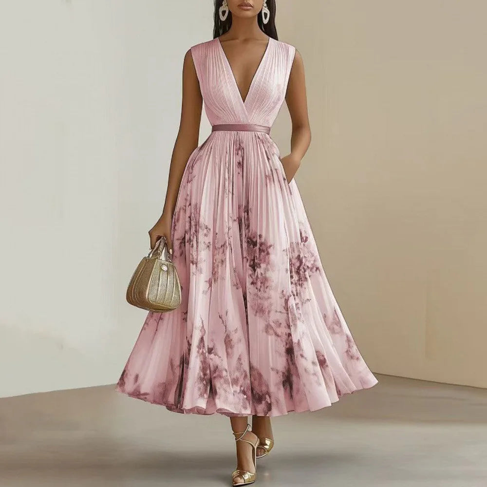 Margaux | V-Neck Lace-Up Swing Dress