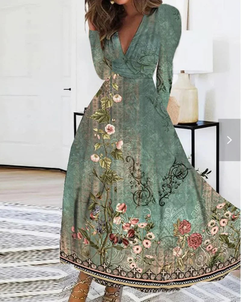 Roselys | Bohemian Floral Long Sleeve Maxi