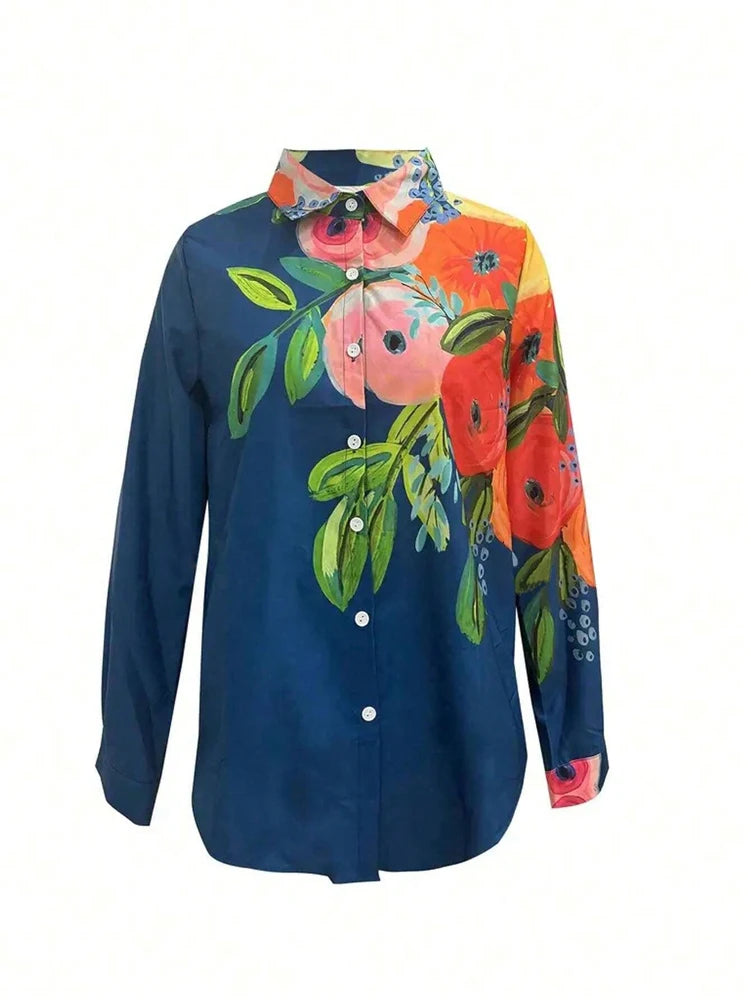 Ruby | Floral Flip-Neck Casual Top