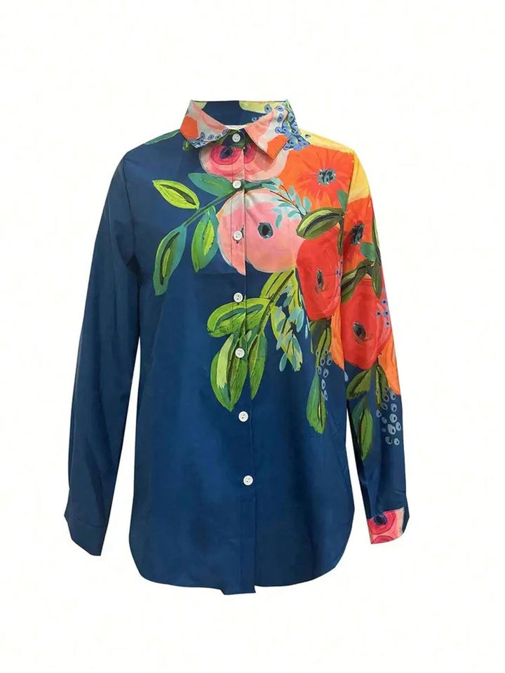 Ruby | Floral Flip-Neck Casual Top