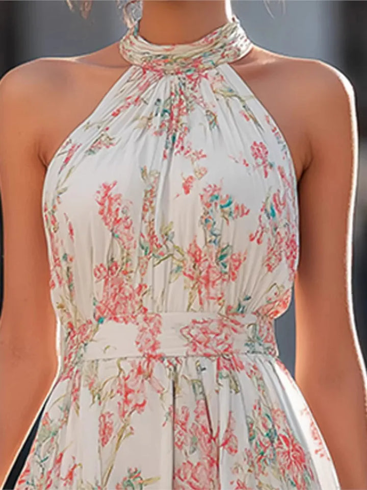 Fleur | Floral Chiffon Halter Maxi Dress