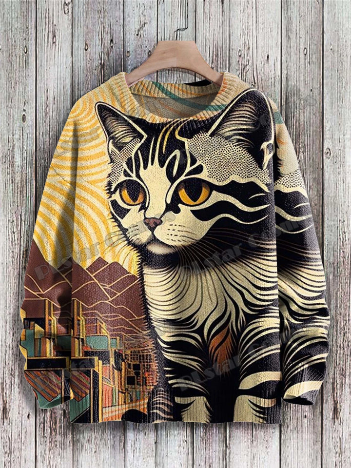Retro | Fashion Cat 3D Knit Pullover