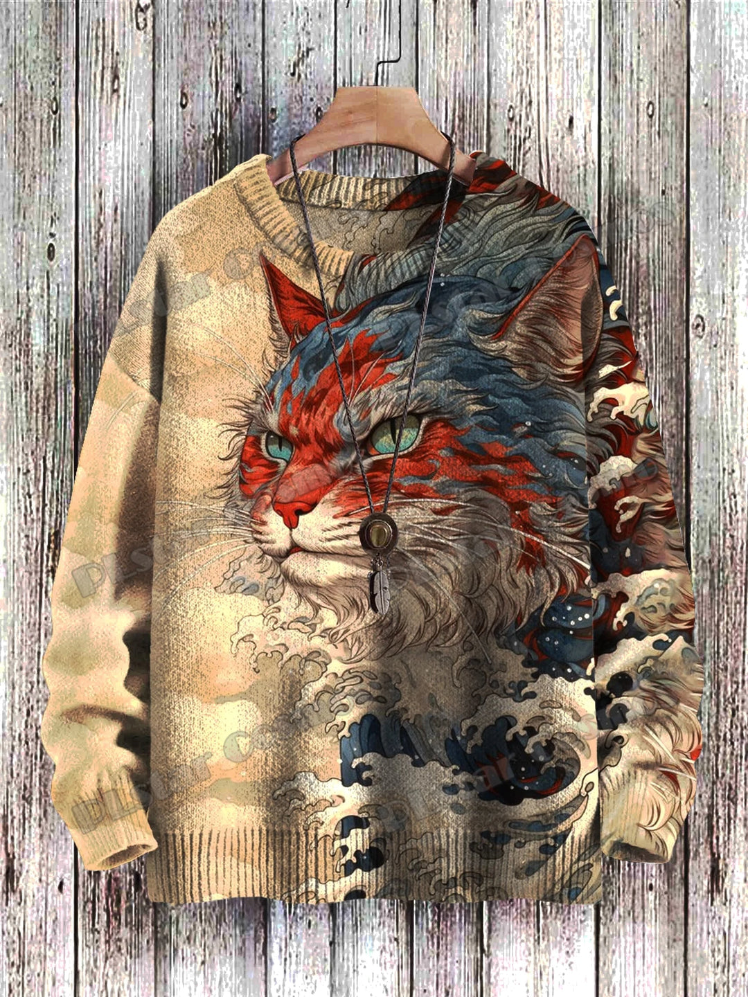 Sunset | Retro Cat Sunset Print Pullover