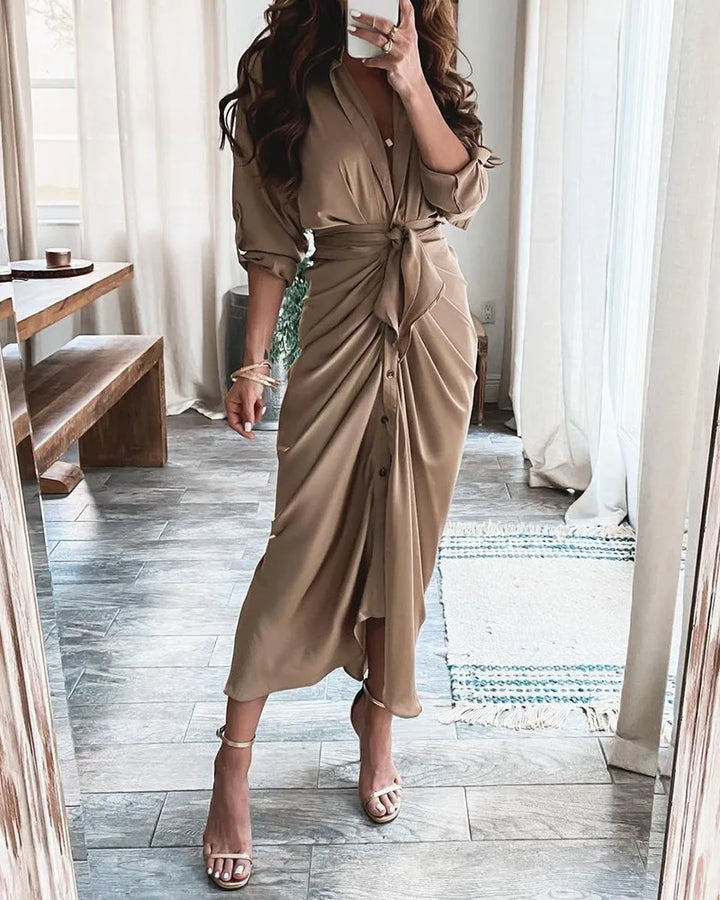 Viviane | Geometric Leopard Wrap Midi Dress