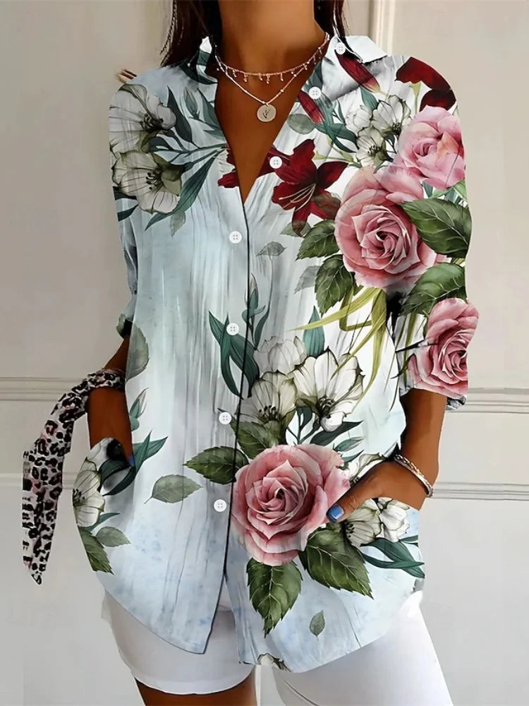 Lena | Floral Print Long Sleeve Shirt