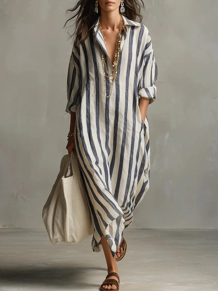 Amaris™ | Elegant Long Linen Shirt Dress