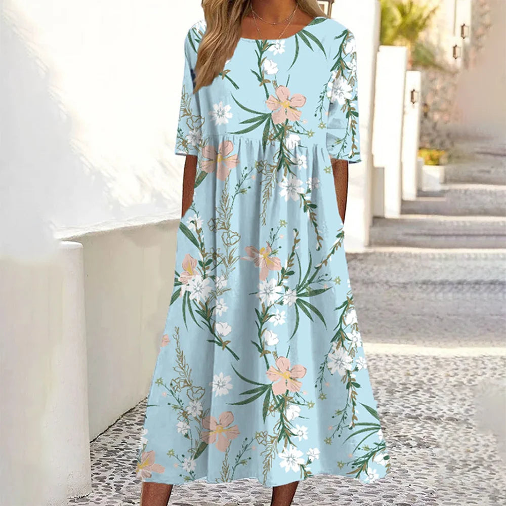 Rosalie | Women's Crew Neck Print Mini Dress