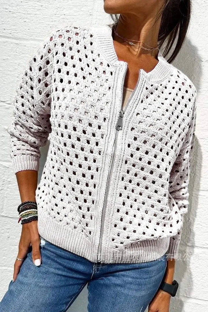 Marisette | Zip Front Knitted Cardigan