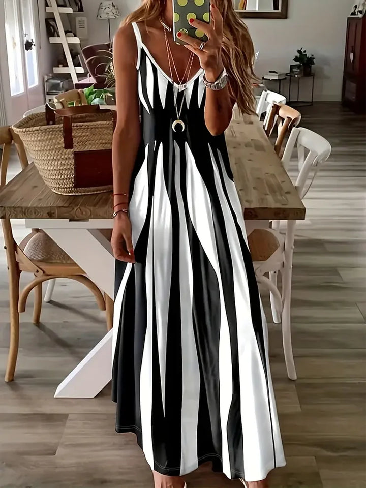 Odile | Abstract Print Spaghetti Strap Maxi