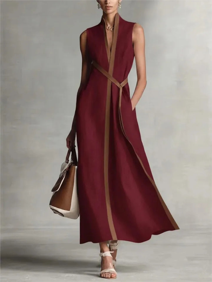 Aurelia™ | Elegant Striped Linen Maxi Dress