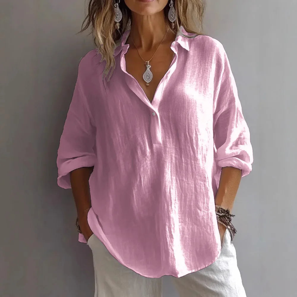 Lila™ | Lace-Up Collar Loose Blouse