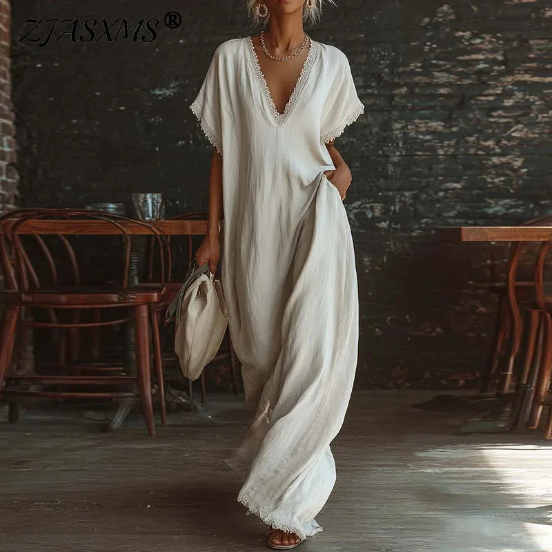 Marlowe™ | Elegant Boho Linen Maxi Dress