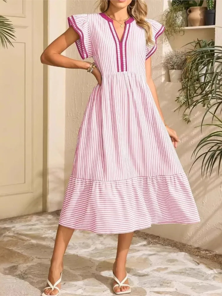 Delphine | Women's V-Neck Ruffle Maxi Dress