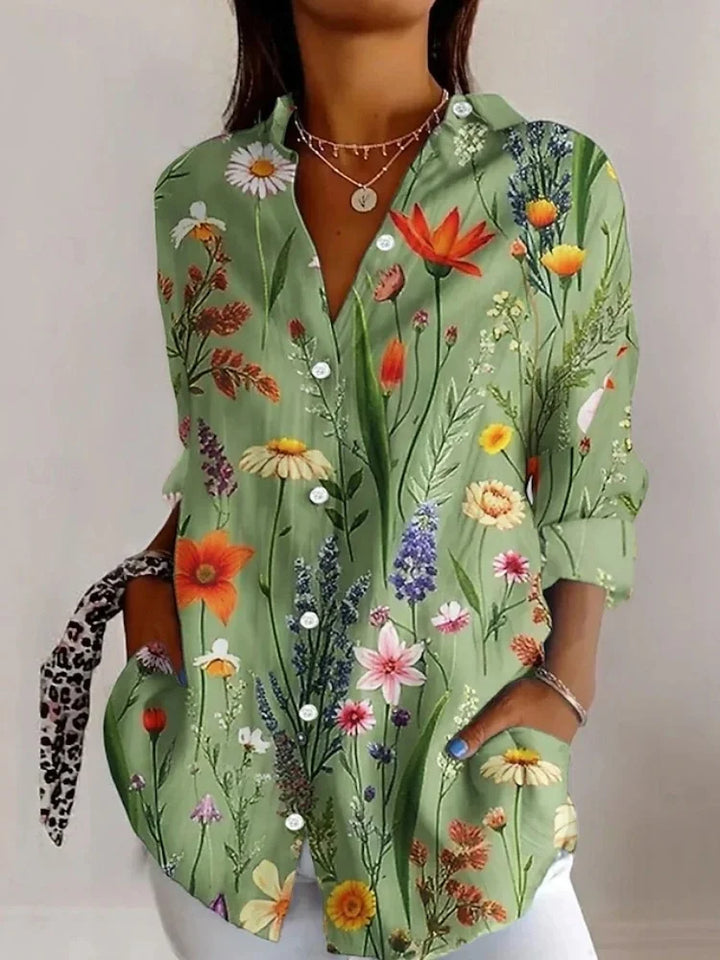 Lena | Floral Print Long Sleeve Shirt