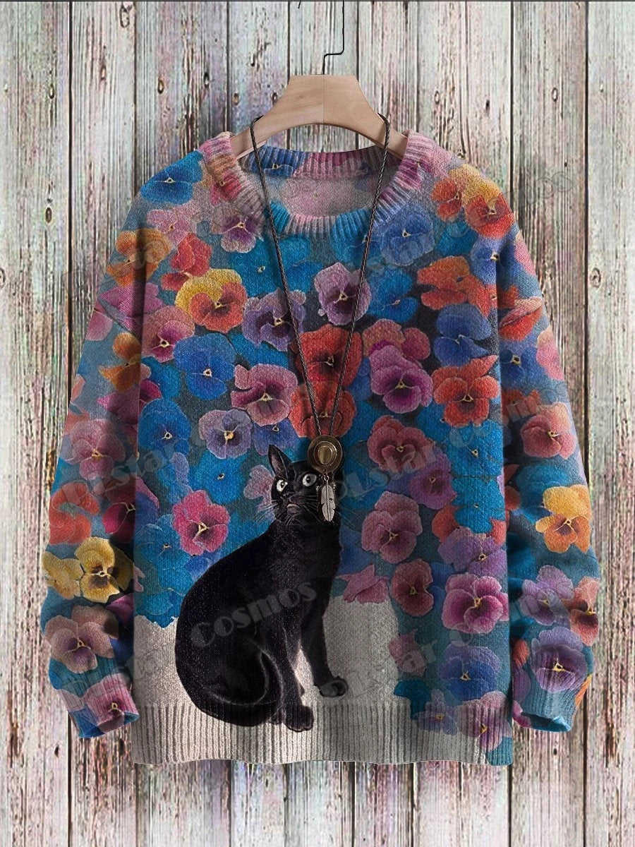 Retro | Fashion Cat 3D Knit Pullover