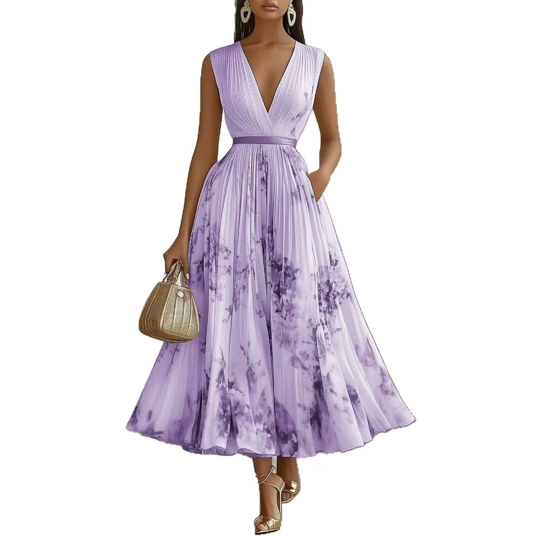 Margaux | V-Neck Lace-Up Swing Dress