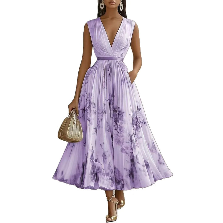 Margaux | V-Neck Lace-Up Swing Dress
