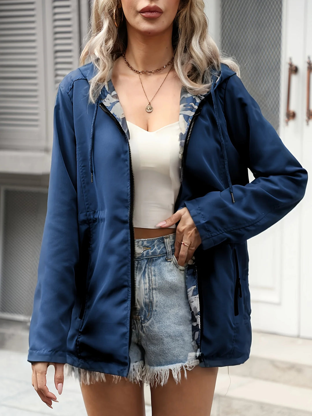 Fern | Reversible Floral Hooded Zip Jacket