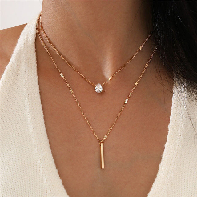 Vintage Necklace Set with Gold Pendant