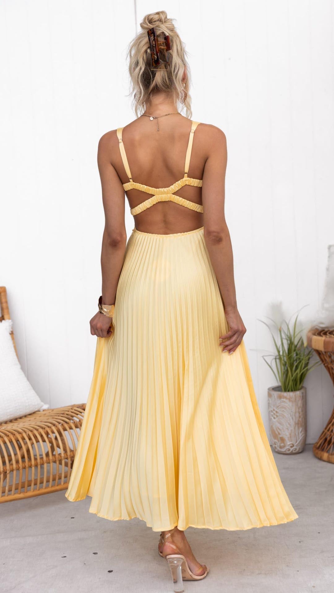 Rosalind™ | Women's Wedding Guest Pleated V-Neck Maxi Dress Evening