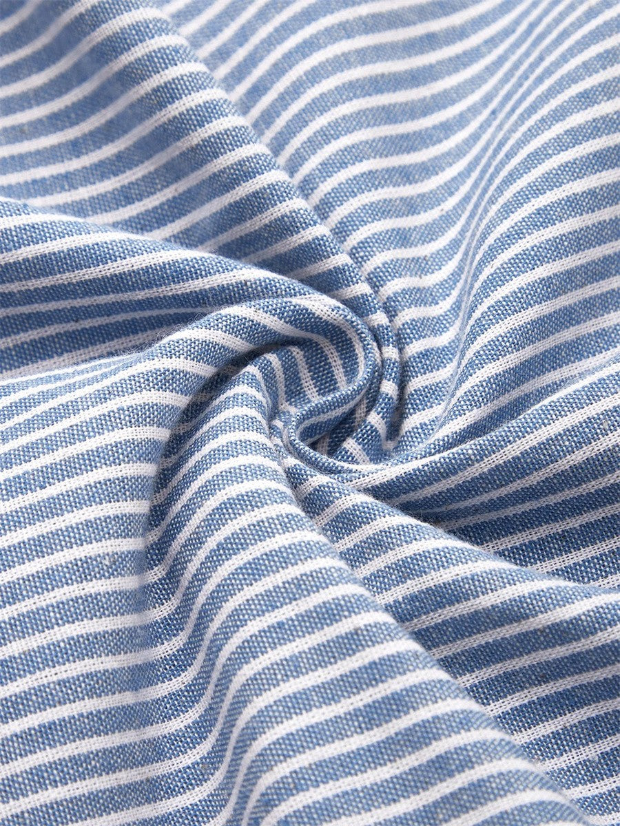 Adeline | Striped Scoop-Neck Short-Sleeve A-Line Midi Dress