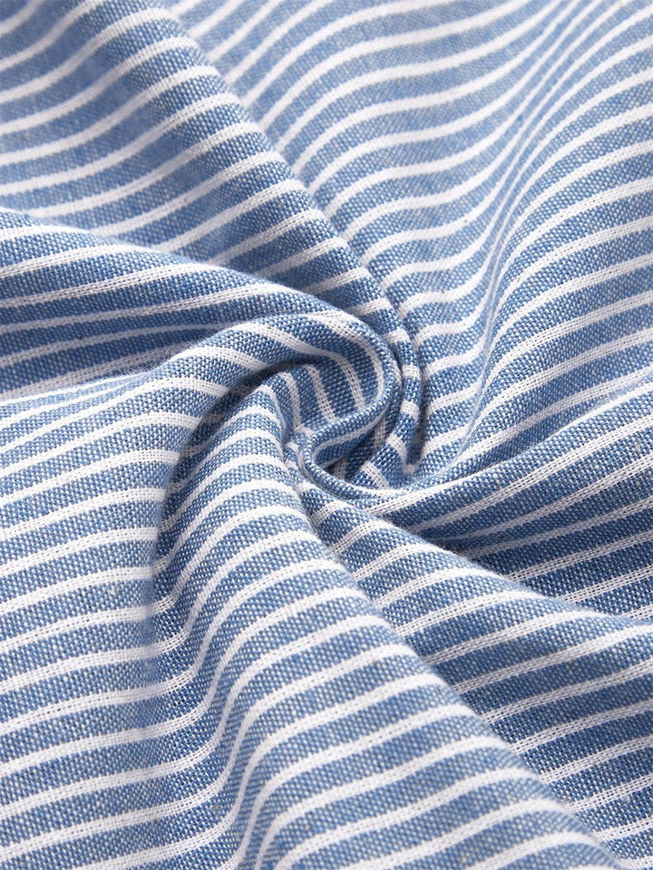 Adeline | Striped Scoop-Neck Short-Sleeve A-Line Midi Dress