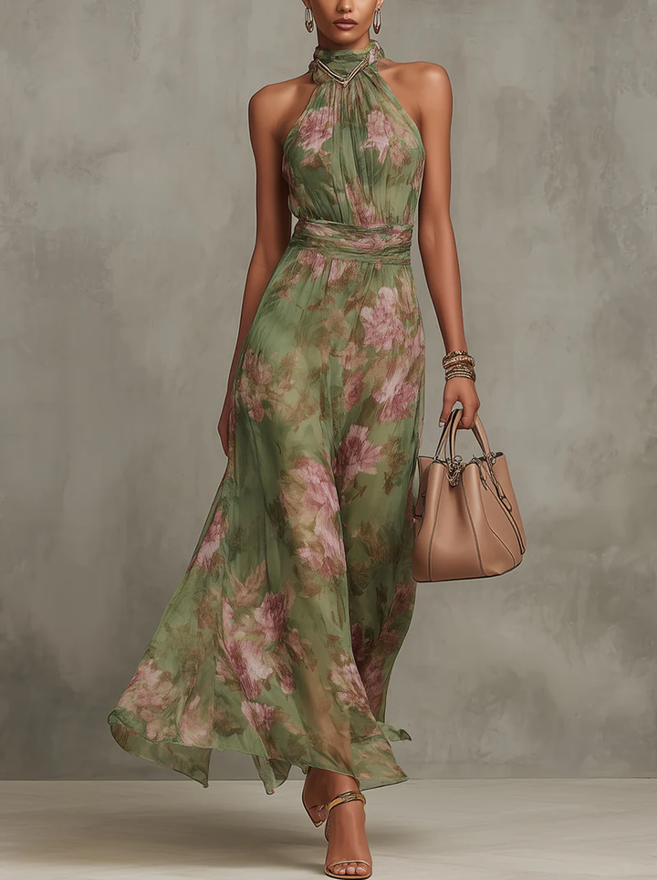 Poppy | Floral Halter Maxi Dress
