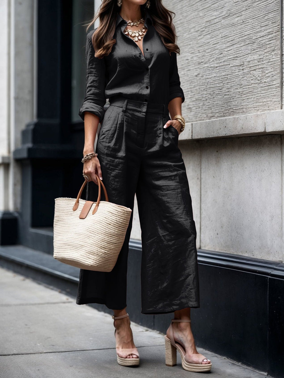 Nell™ | Elegant Shirt & Capri Set