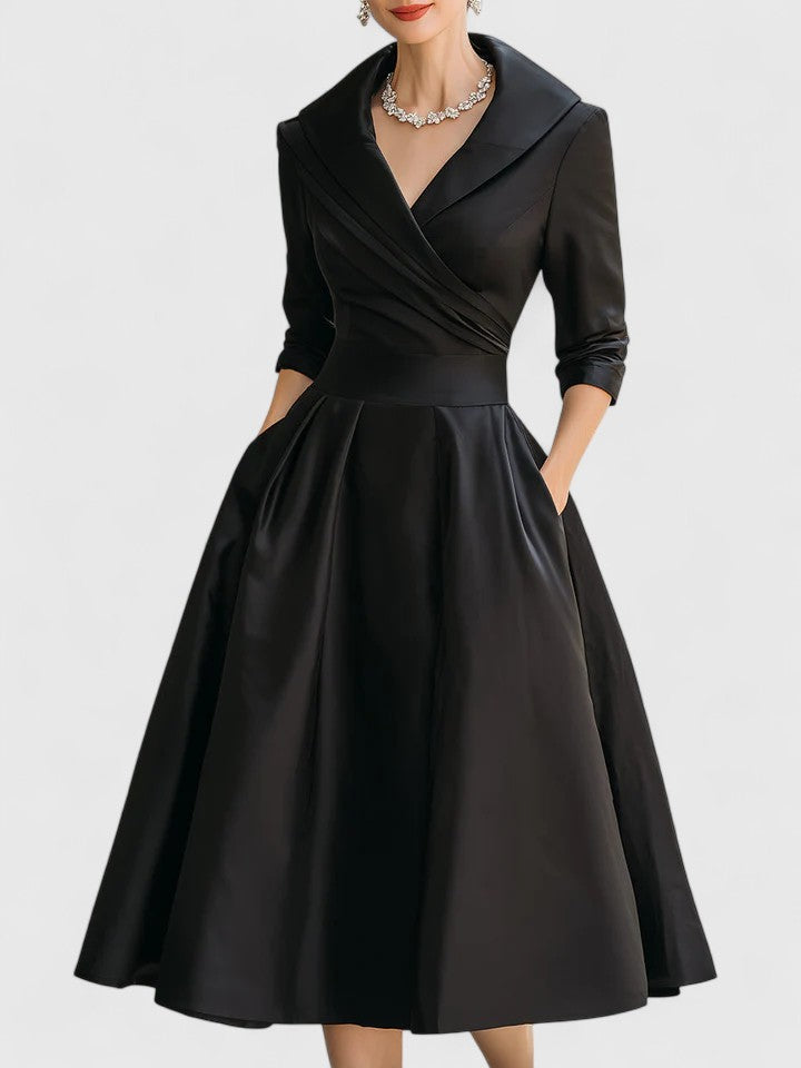 Women’s Midi Dress Slim Fit Sleeveless V-Neck Formal Cocktail
